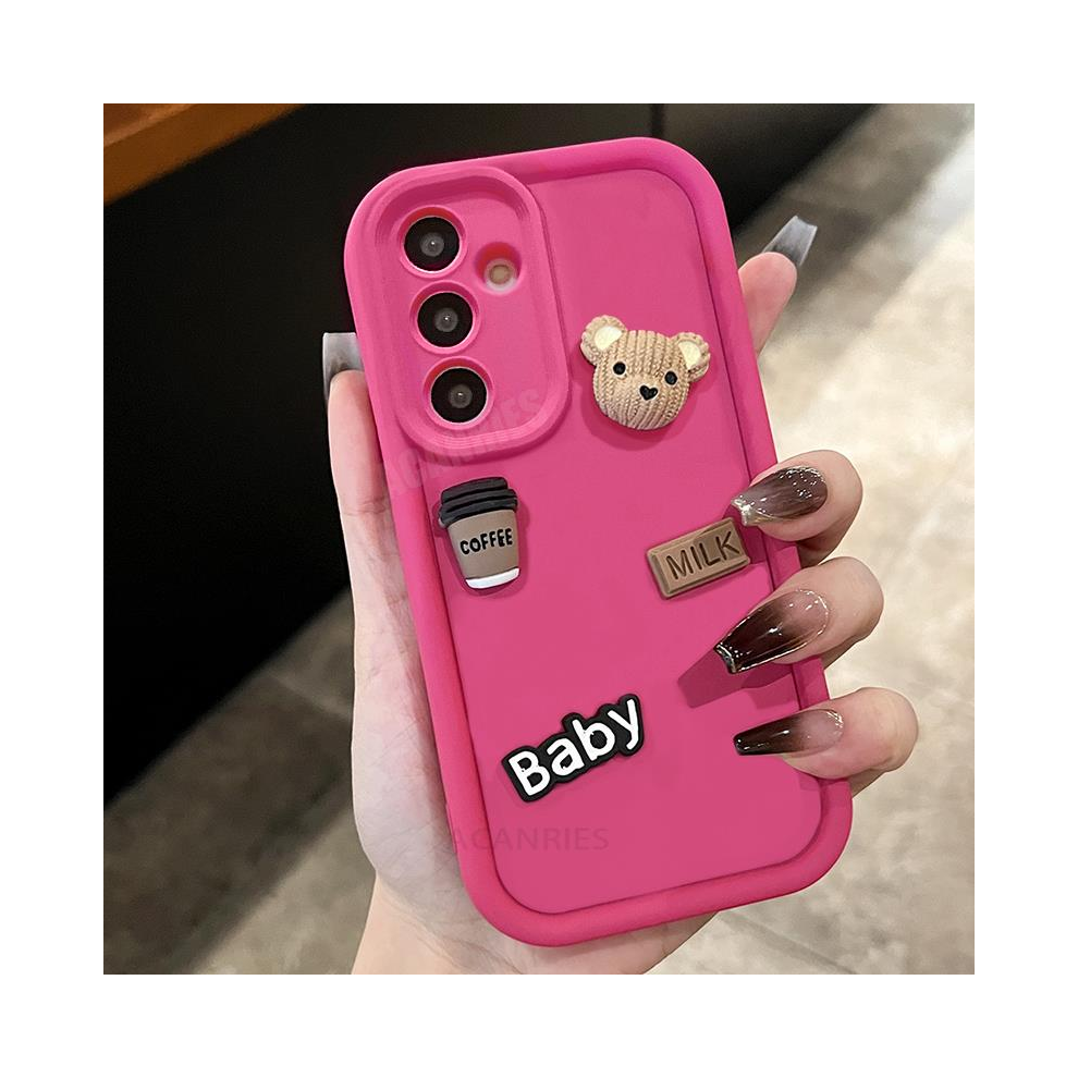 (Baby Rose A25 5G) A 54 34 14 Cute 3D Bear Liquid Silicone Case For S Red 931288507960