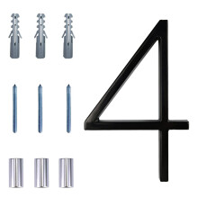 Floating Modern House Numbers 5 inch Deamos Zinc Alloy Home Address Number for Outside House with Reflective Paint Finish Black Floating Mount or F