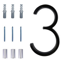 Floating Modern House Numbers 5 inch Deamos Zinc Alloy Home Address Number for Outside House with Reflective Paint Finish Black Floating Mount or F