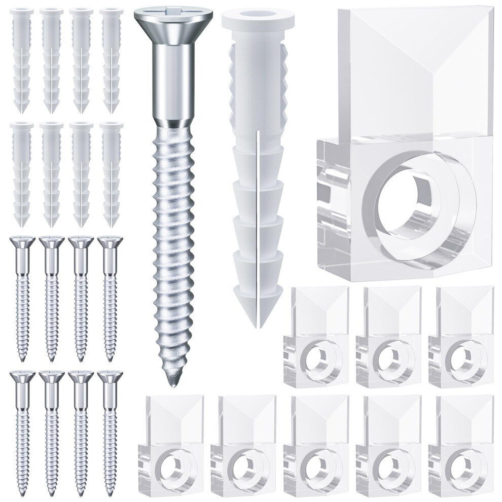 Bagteck Mirror Holder Clips Kit Crystal Clear Plastic Mirror Clip Mirror Holder Clips Glass Retainer Clips Kit Mirror Hanging Kit With Screws And Fixe 721410815663