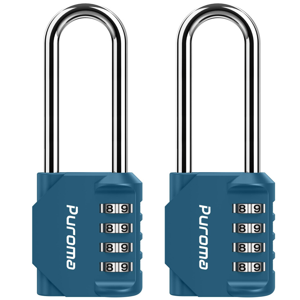 Puroma 2 Pack 2.6 Inch Long Shackle Combination Lock 4 Digit Outdoor Waterproof Padlock for School Gym Locker  Sports Locker  Fence  Gate  Toolbox  Ca-image-OPC-PGFKDKY-NEW