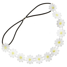 Accesyes Daisy Flower Headband BOHO Sunflower Crown for Wedding Festivals Party (White Headband)  1 Count (Pack of 1)