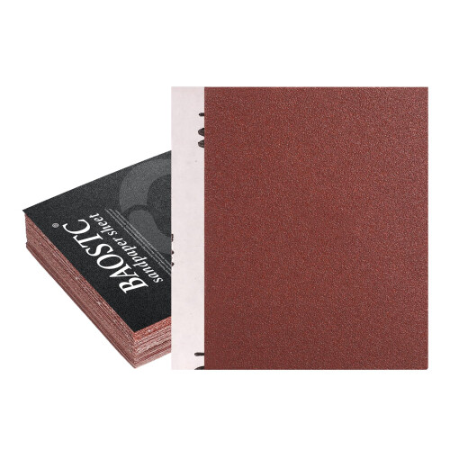 BAOSTC 1/4 Sandpaper Sheet 4-1/2""""*5-1/2"""" Assorted 60-80-120 50PACK 1