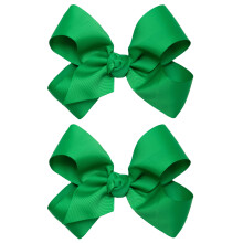 HAIRBOWS Meisjes 2-pack Grosgrain haarelastiekjes met knoopwikkel Midden op haarclips Alle leeftijden en haartypes 6 inch strikken Groen