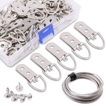 Rustark 60-delige robuuste D-ring fotohangers, dubbel gat met schroeven voor huisdecoratie, foto-ophangoplossingen.