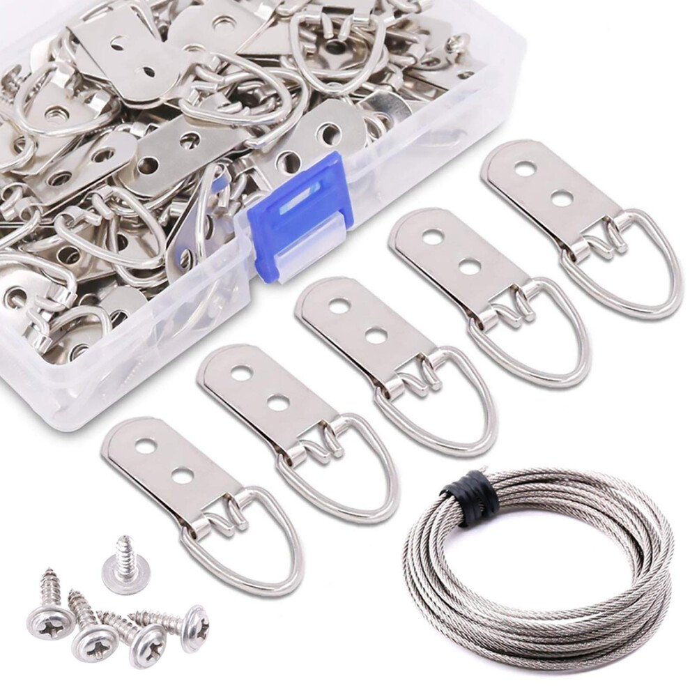 Rustark 60-Pcs Heavy Duty D Ring Picture Hangers Double Hole With Screws For Home Decoration Picture Hanging Solutions. 724873369865