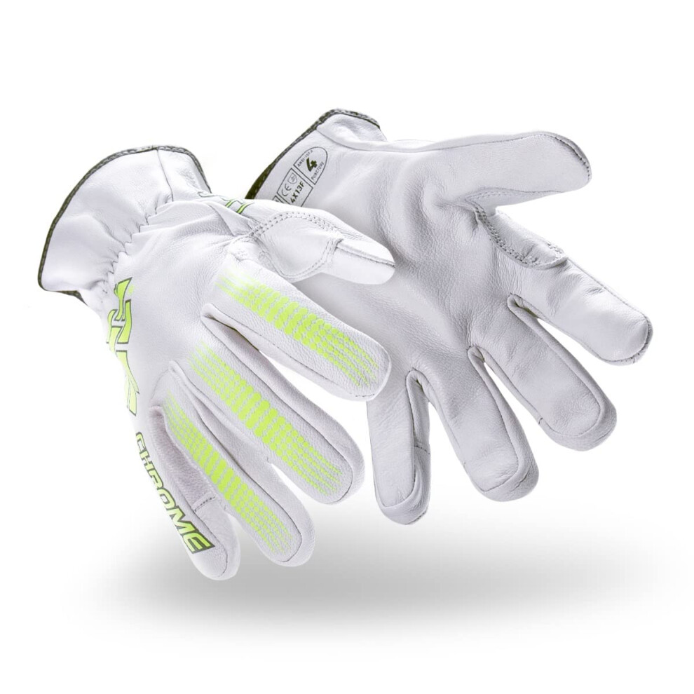 Photos - Safety Equipment HexArmor Cut-Resistant Leather Palm Work Gloves | Chrome Series? 4081 | Medium 4081-? (8)