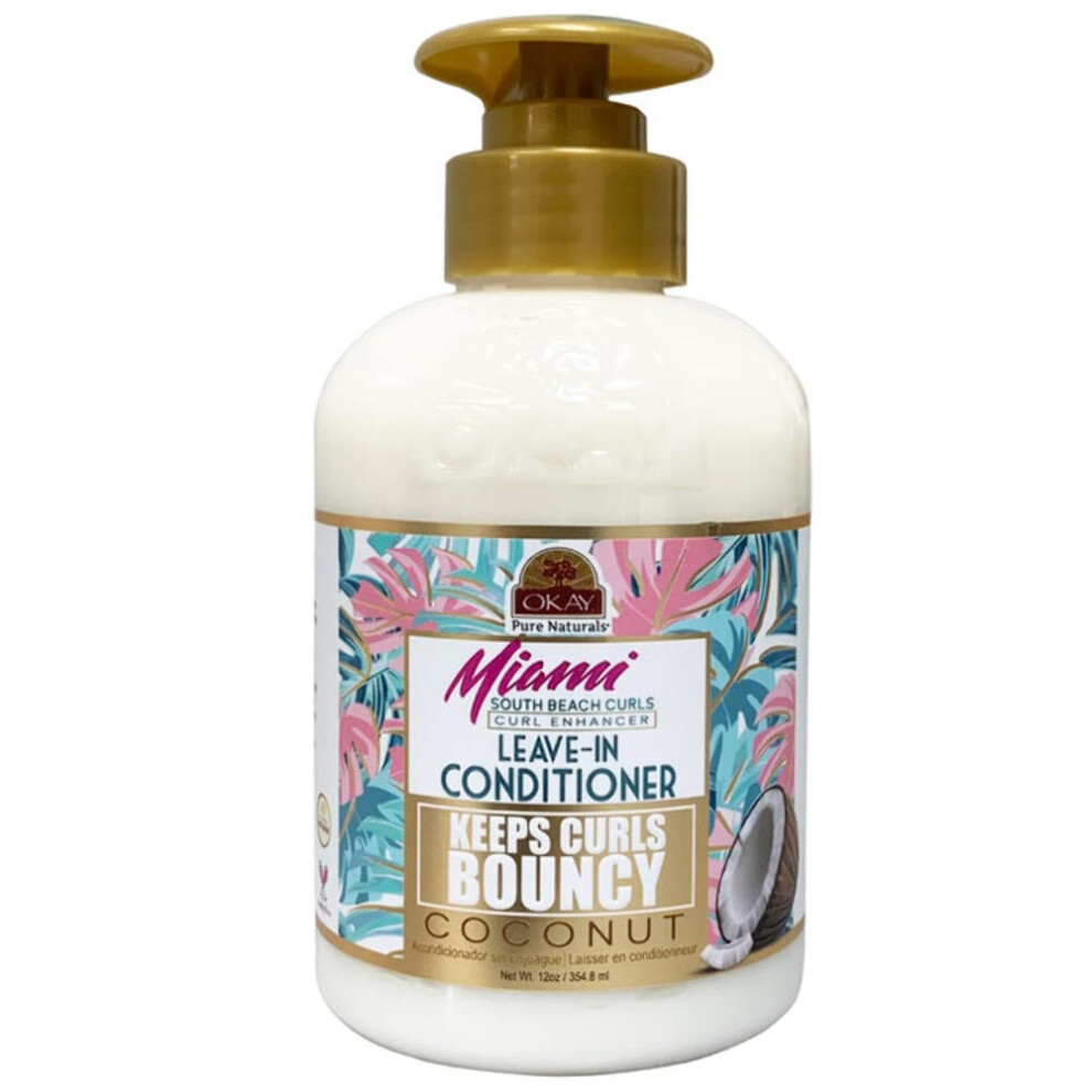 Okay Pure Naturals Miami South Beach Curls Coconut Curl Enhancer Leave In Conditioner 12 Oz (354.8 Ml)