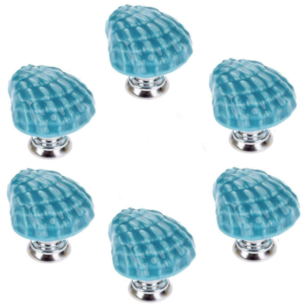 Joyindecor Ceramic Seashell Nautical Drawer Pulls Handles For Kitchen Cabinet Dresser Cupboard Wardrobe Beach/Ocean Theme Knobs Coastal Dreseer Knob 6489374472431