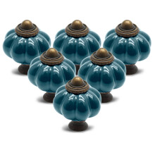 Seimneire 12pcs Teal Pumpkin Knobs Vintage Ceramic Cabinet Knobs Dresser Knobs Drawer Knobs Door Knobs Drawer Pulls Dresser Handles with Mounting S