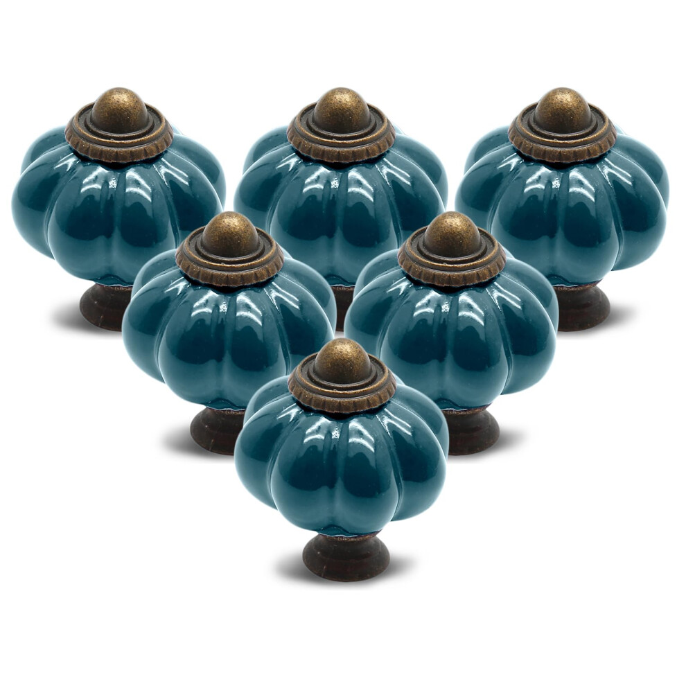 Seimneire 12Pcs Teal Pumpkin Knobs Vintage Ceramic Cabinet Knobs Dresser Knobs Drawer Knobs Door Knobs Drawer Pulls Dresser Handles With Mounting Sc 779584518392
