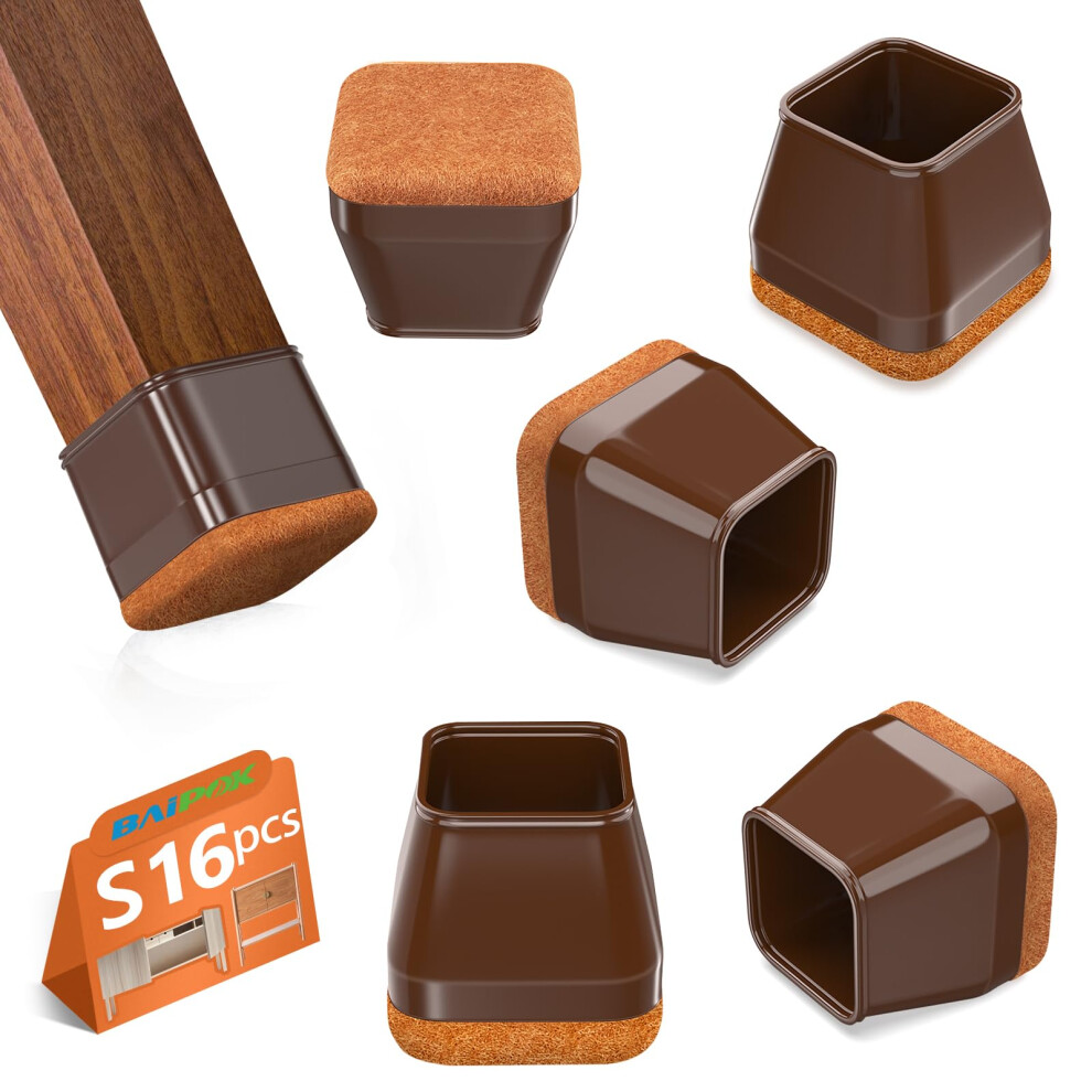 16Pcs Square Chair Leg Floor Protectors With Thickened Felt Pads Silicone Chair Leg Covers Caps To Protect Hardwood Tile Floors Furniture Feet Reduce 658358587270