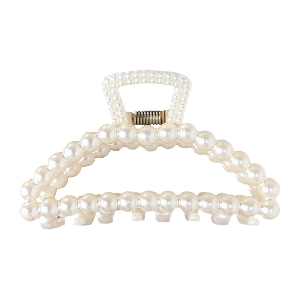 Juroicessry Unisex White Large Claw Clips For Thick Hair Large Hair Clip For Thick Hair Girls Hair Clips Big Hair Clips For Thin Hair Faux Pearl Claw Clips Pearl Hair Accesso