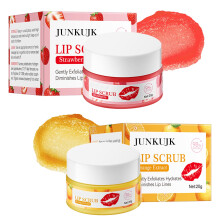 2PCS Strawberry & Orange Conditioning Lip Scrub Kit Moisturizing Lip Sleeping Mask Long Lasting Hydrating Lip Scrubber Exfoliator Lip Care Products f