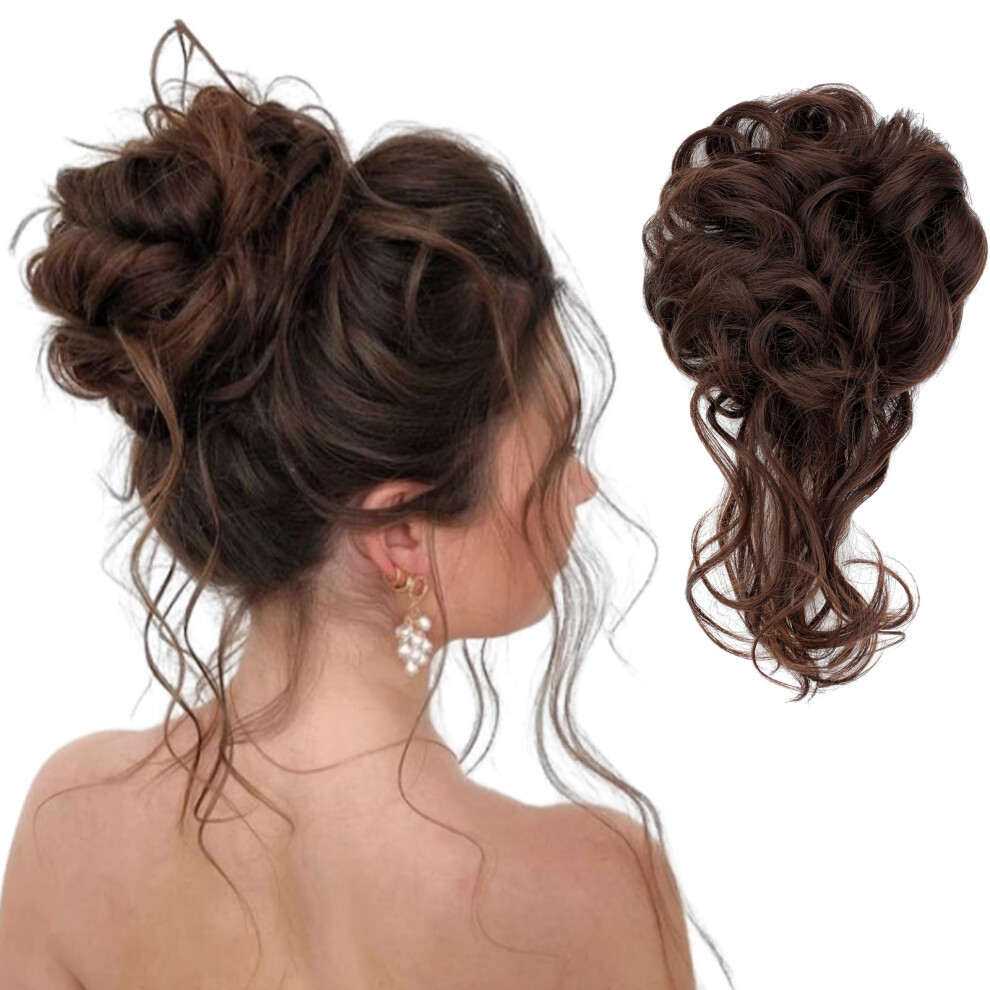 Feidylong Chignon Spettinato, Extension Per Capelli, Elastico Per Capelli, Chignon Scrunchie Per Capelli Ricci, Chignon Riccio, Coda Di Cavallo,-image