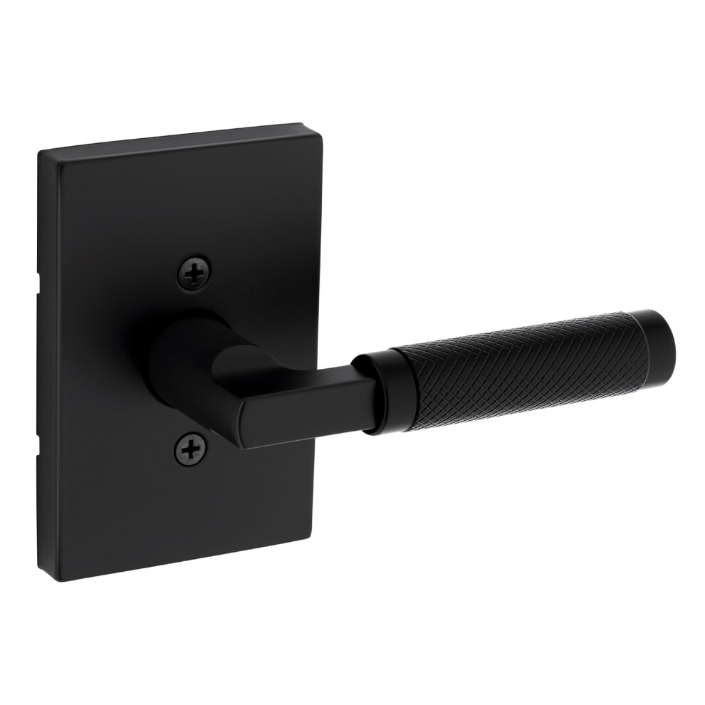 Kwikset Prava, Maniglia Per Porta A Un Solo Lato, Per Armadi, Doppie Porte Francesi E Dispensa, Nero Opaco, Reversibile Interno, Leva Push/Pull Con Protezione Microban-image
