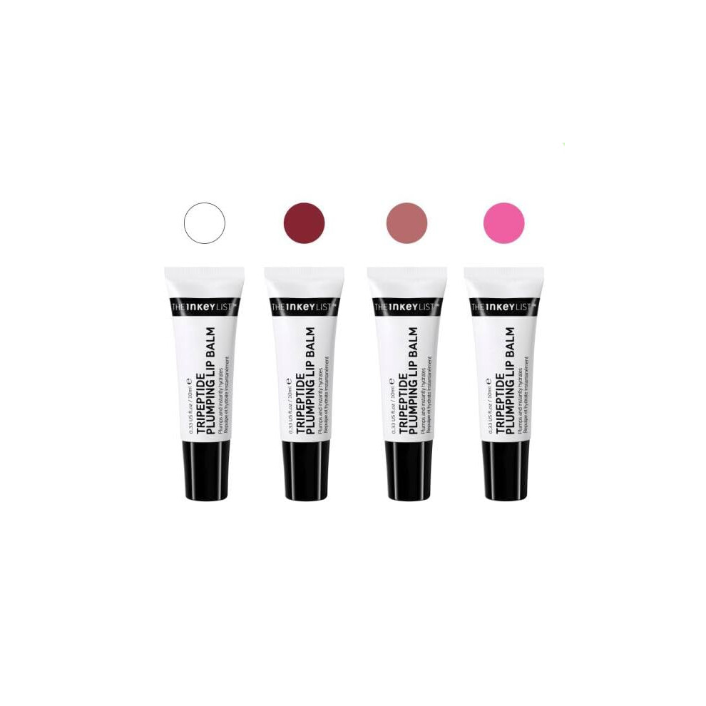 INKEY List Complete Lip Set - Tripeptide Plumping Lip Balm in Pink  Berry  Mocha and Clear