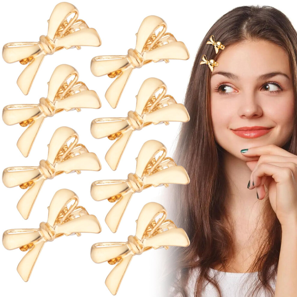 Pndeyo 8 Pezzi Fermaglio Per Capelli Con Fiocco Dorato Per Donne Y2K Piccole Mollette Per Capelli Con Fiocco Antiscivolo Accessori Per Capelli Pe-image