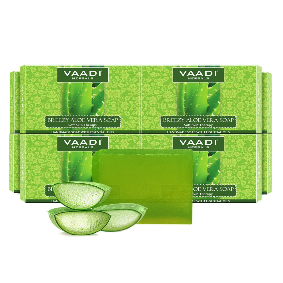 Vaadi Herbals Aloe Vera Soap 75 Grams (21.2 Ounces(Pack Of 8 X 75 Grams))