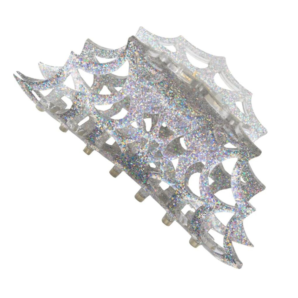 Kreepsville 666 Silver Spiderweb Claw Clip Gothic Horror Hair Accessory (Silver) 1 Count (Pack Of 1)