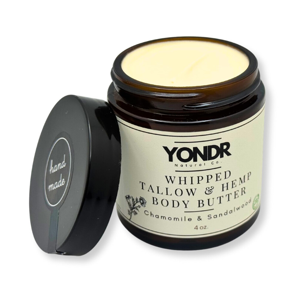 All-Natural Tallow & Hemp Body Butter | Chamomile & Sandalwood Scent | Deeply Hydrating Skincare | 4 oz