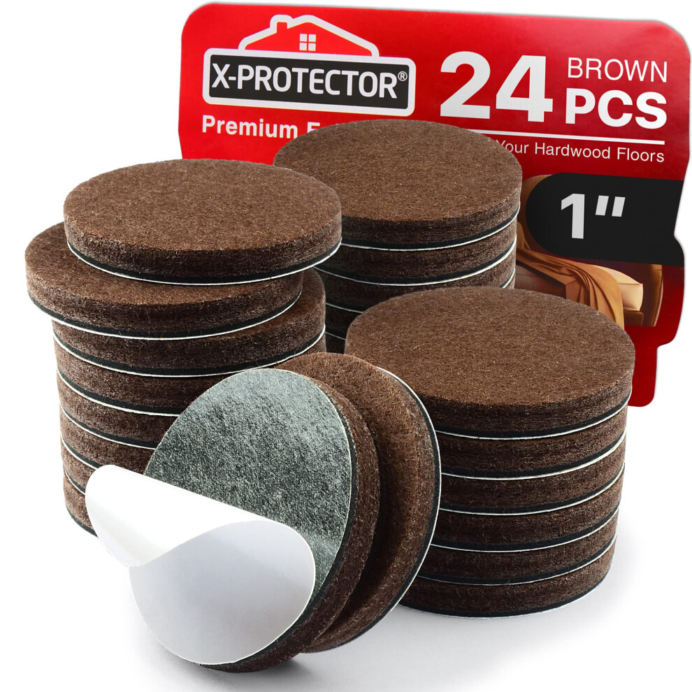 24 Heavy-Duty Felt Furniture Pads 11/4Thick X-Protector! Round Felt Pads For Furniture Feet - The Best Felt Floor Protectors For Furniture To Prevent 5060664331433