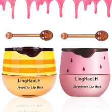 2PCS Bee Lip Balm Hydrating Honey Pot Lip Balm with Stick Non-Greasy Silky Sleeping Lip Mask Set Long Lasting Lip Scrubs Moisturizer for Dry Cracked