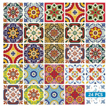 Backsplash Tegelstickers 24 PC Set Authentieke Traditionele Talavera Tegels Stickersl Badkamer & Keuken Tegelstickers Eenvoudig aan te brengen Gewoon