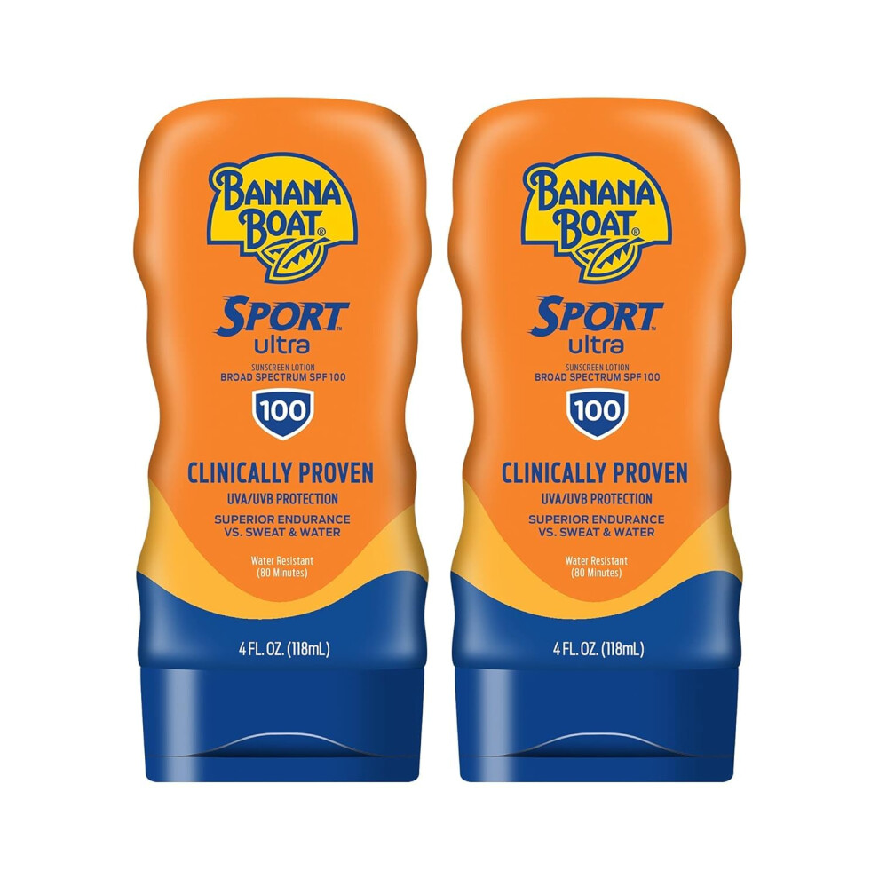 Banana Boat Sport Performance Sunscreen Lotion SPF 100  4-ounce Bottles (Pack of 2) by Banana Boat