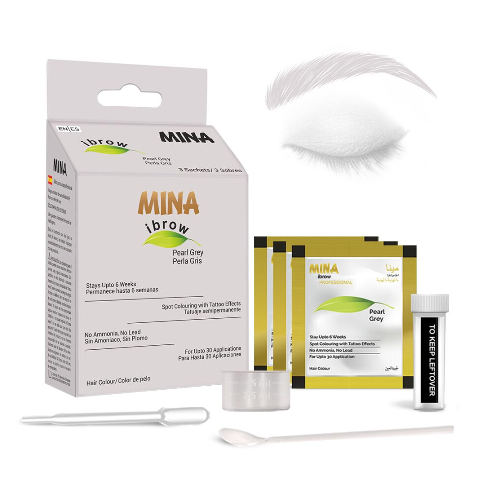 Minaibrow Gray Mina Ibrow Henna Regular Pack & Coloring Tint Kit Up To 6 Week (Pearl )