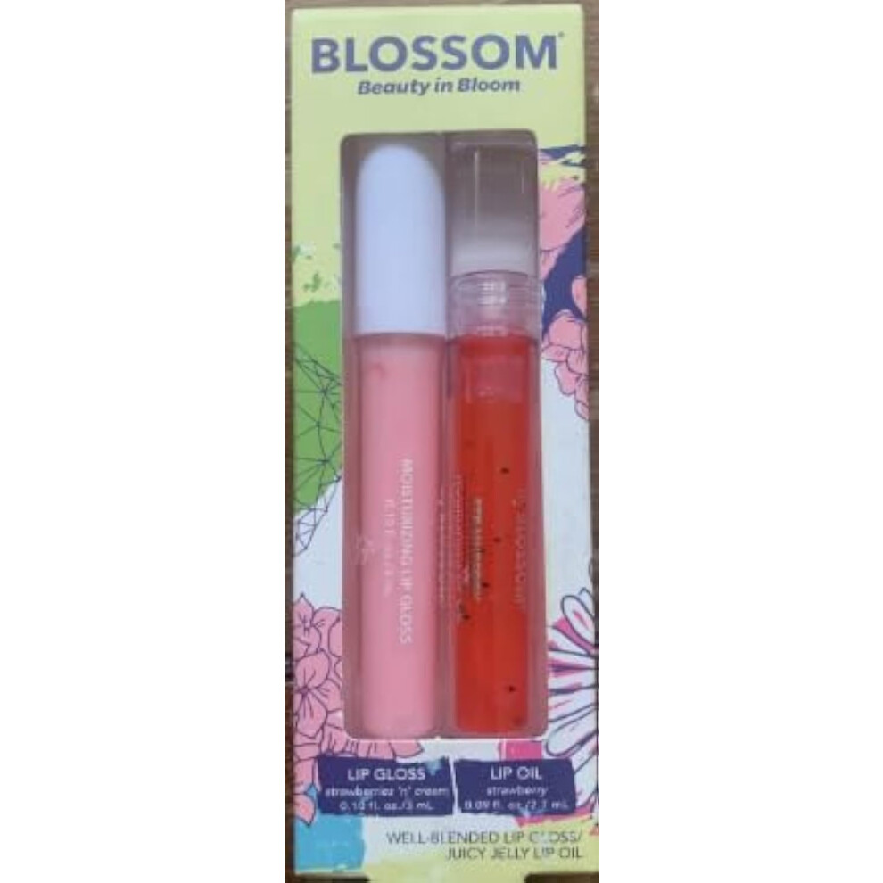 Bloesem Blossom Strawberries N Cream Lip Gloss & Strawberry Lip Oil Well Blended Juicy 1 Count (Pack Of 1)