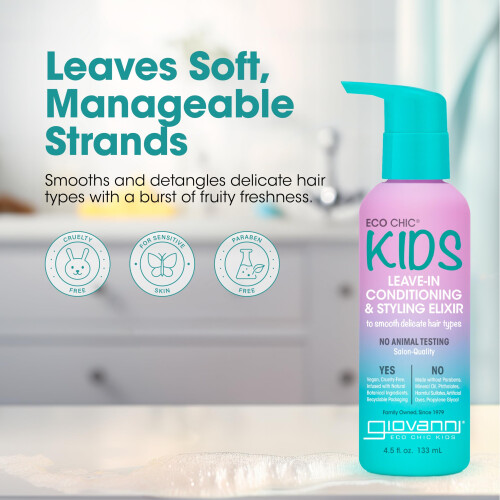 Giovanni Eco Chic Kids, Élixir Capillaire Sans Rinçage et Coiffant 1