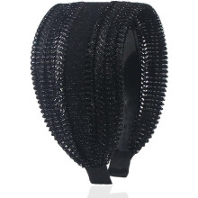 Black Vintage Wide Headbands Large Head Bands Lace Shiny Hair Hoop Temperament Wide Hairbands for Women Non Slip Elegant Head Wrap Headbands Hair