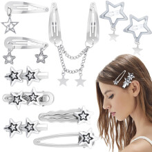 BEIQIYA 10pcs Y2K Star Hair Clip for Women Non-Slip Metal Star Hair Pin Barrettes 2000s Sweet Punk Kawaii Snap Hair Accessories for Long Short Curl