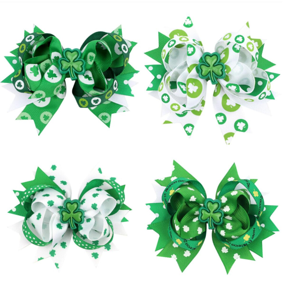 Fermagli Per Capelli Per Il Giorno Di San Patrizio, Fatti A Mano, Fascia Per Capelli A Forma Di Trifoglio Verde Irlandese, Fermagli Per Capelli A-image
