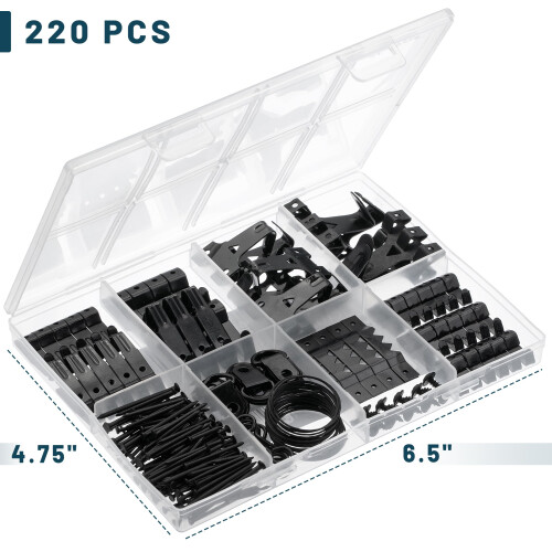 Mr. Pen- 220pc Black Picture Hanging Kit Nails Hooks & Hardware 1
