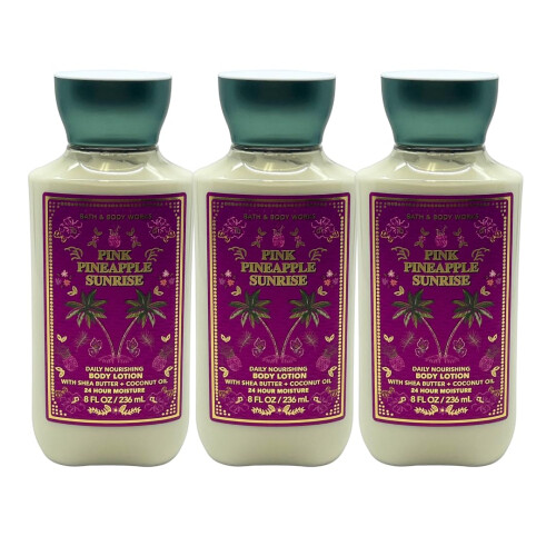 Bath & Body Works Lot de 3 Crèmes Corporelles Pink Pineapple Sunrise 8oz