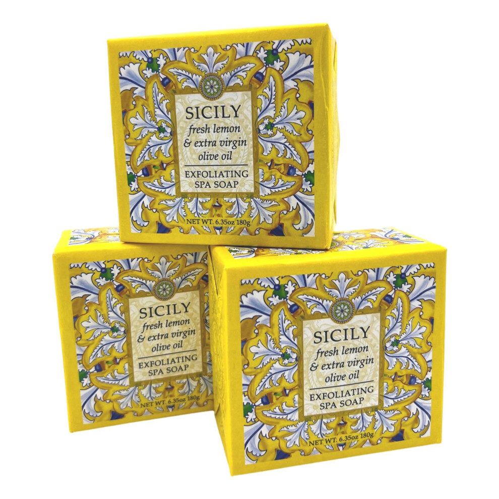 Greenwich Bay Trading Co. Lot de 3 savons exfoliants spa Sicile carr   s de 173 g chacun