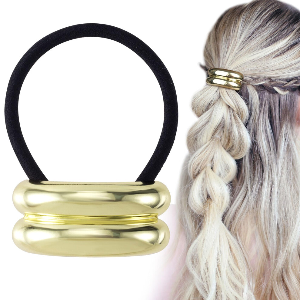 SmallCat Metal Ponytail Hair Cuff  Gold Plated Ponytail Cuff Hair Tie for Thick Hair  Metal Ponytail Holder Hair Ties  Alloy Elastic Hair Ties for Wom