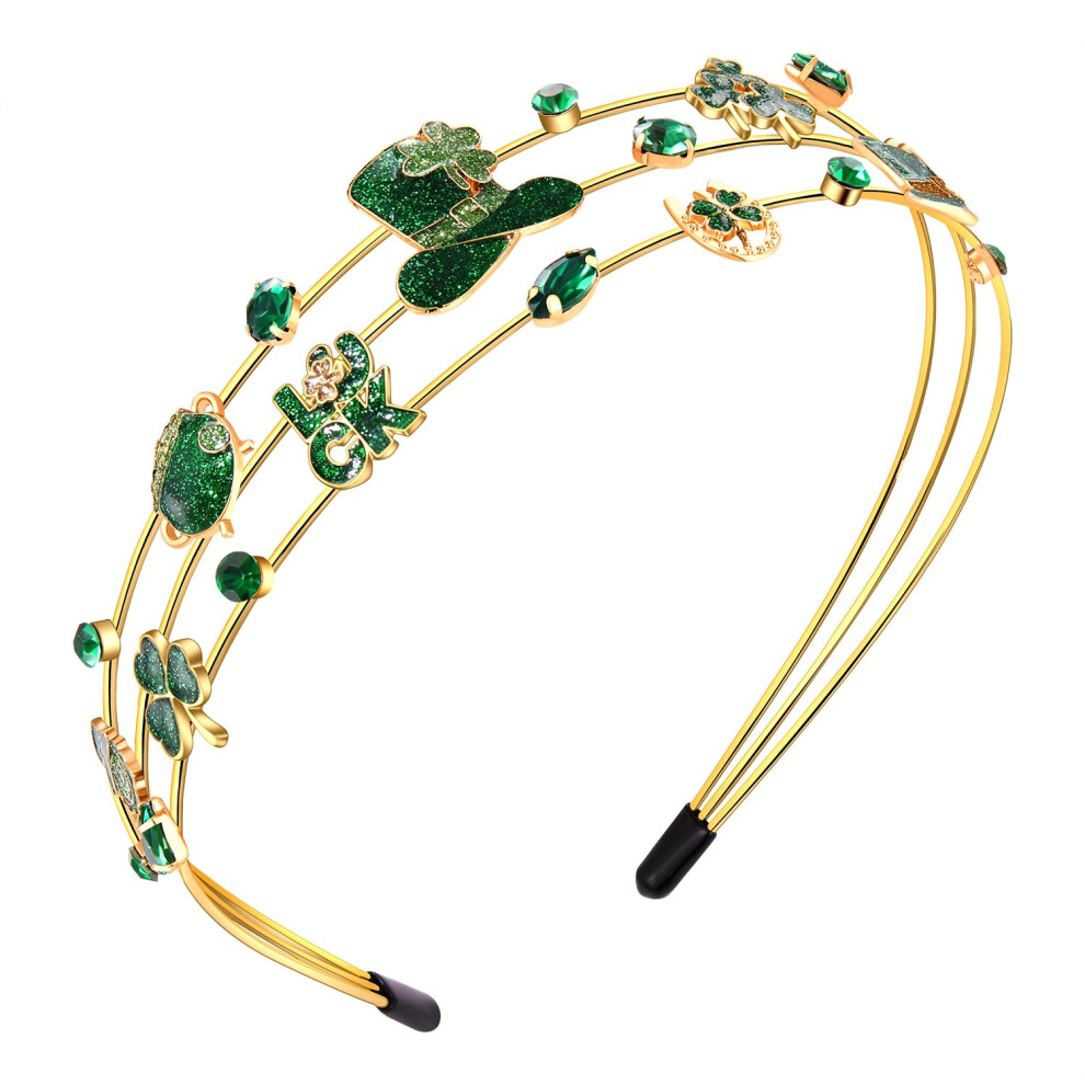 Mokkia St. Patrick's Day-Stirnband F R Damen Emaille-Stirnband Mit Gr Nem Kleeblatt Und Strasssteinen, Urlaubs-Outfits Und Geschenke-image