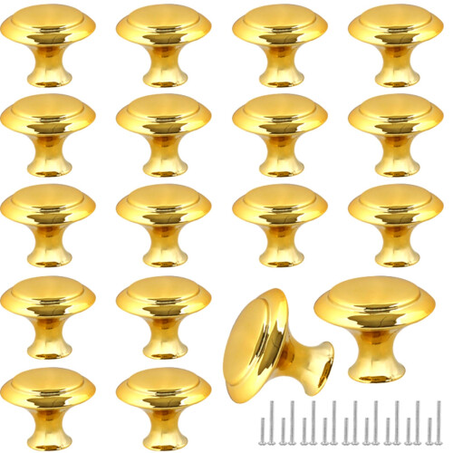 Romeda 18 Pieces Drawer Knobs  30mm Golden Cabinet Knobs  Drawer Pulls and Knobs  Dresser Knobs  Kitchen Knobs  Dresser Drawer Knobs  Knobs for Cabine
