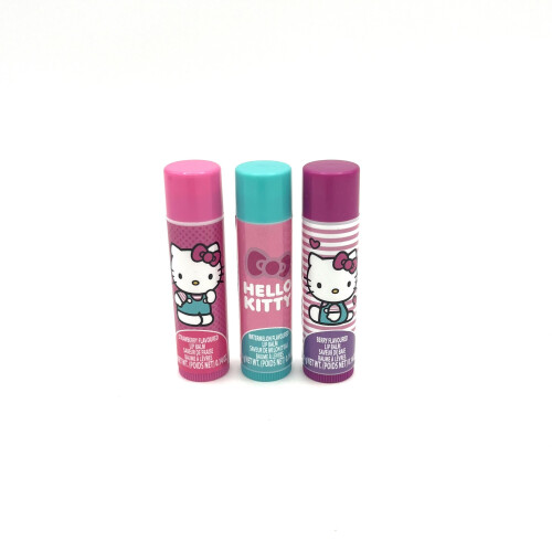 Hello Kitty Ensemble de Baumes à Lèvres Hydratants Hello Kitty 3-Pack avec 4 Stickers, Format Voyage 2