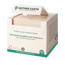 Mother Earth Bambus Face Towles XL - Hypoallergenisk og engangsflade Tøjer | Tørre makeup -fjernelser | Lavet af bambus viskose | Ekstra blød til