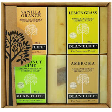 Aromatherapie Kruidenzeep Top 4 Pack Zeep Combo Fruit Cadeauset (Vanille Sinaasappel Citroengras Kokos Limoen en Ambrosia)