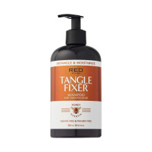 R?d fra Kiss Tangle Fixer med honning- og keratinsulfatfri detangling-shampoo for glans og krusbeskyttelse Mango- og ferskenduft