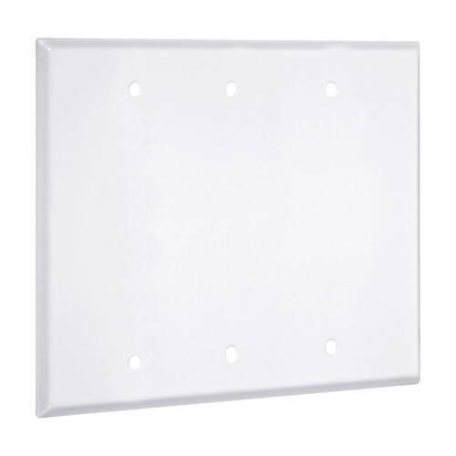 TayMac WW-BBB Standard Metallic Wallplate with Blank  Three Gang  White Smooth