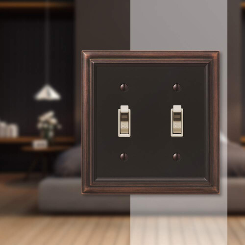 Amerelle 94TTVB Continental Wallplate 2 Toggle Cast Metal Aged Bronze 1-Pack 1