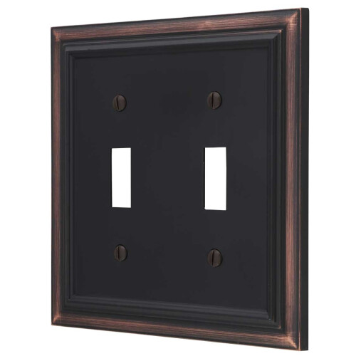 Amerelle 94TTVB Continental Wallplate 2 Toggle Cast Metal Aged Bronze 1-Pack