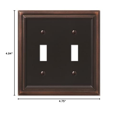Amerelle 94TTVB Continental Wallplate 2 Toggle Cast Metal Aged Bronze 1-Pack 2