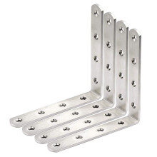 Deezio Stainless Steel Heavy Duty L Corner Braces  Shelf Supports for Glass/Wooden Bracket Wall Hanging Shelf  Brushed Nickel  Pack of 4(150x150x4mm)